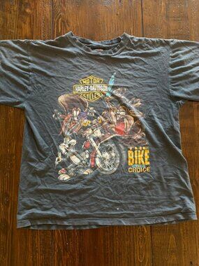 vintage harley davidson looney tunes 1993 bike of choice graphic tee, in good